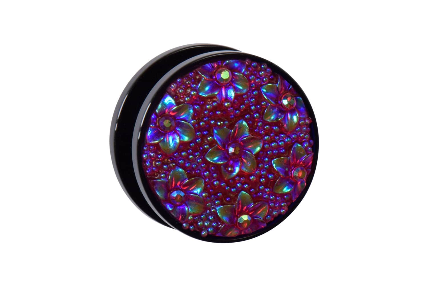Acryl Plug schwarz BLUMEN ++SALE++